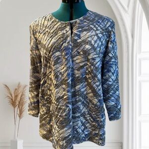 Chico’s Silver and Blue Relaxed Jacket size 3. EUC